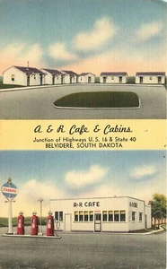 A&R CAFE, KABINEN, TANKSTELLE, BELVIDERE, SOUTH DAKOTA, ALTE POSTKARTE - Bild 1 von 2