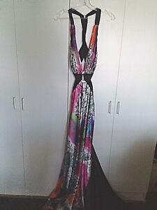 LA FEMME LADIES COLORFUL SLINKY PROM GOWN-CUT OUT SIDES/BACK/FRONT-8-WORN ONCE