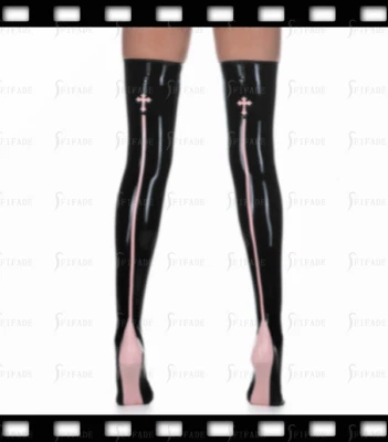 Medias de látex con adornos de línea cruzada sexy unisex personalizadas 0,4 mm I8 Foto 1 de 4