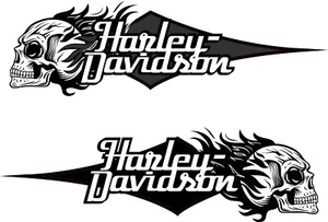 Fits Harley Davidson Fuel Gas Tank Decals Custom Blackout Skull Flames Set of 2 - Foto 1 di 1