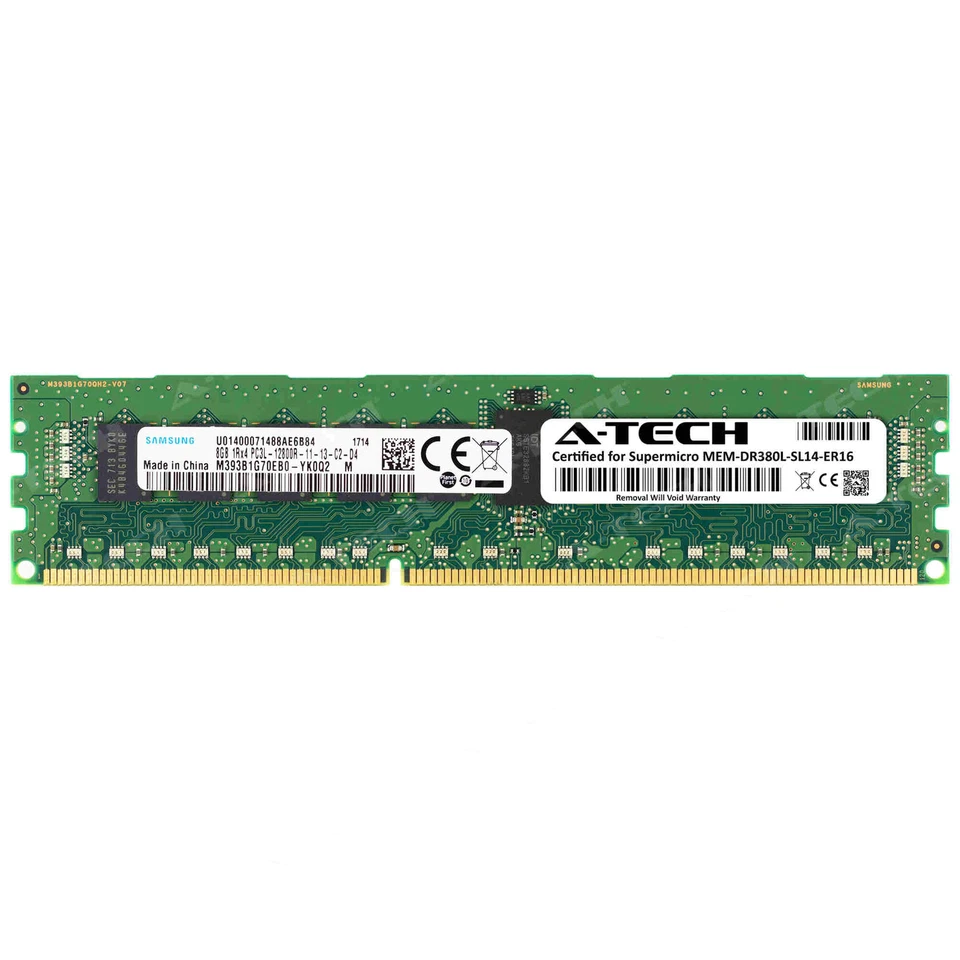 Samsung M393b1g70eb0-yk0 96gb (12 X 8gb) 1rx4 Ddr3-1600 RDIMM Pc3l-12800r RAM