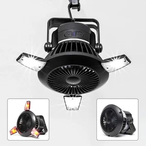 2 In 1 Portable Camping Ceiling Fan Light LED Hanging Tent Lamp Lantern Outdoor - Picture 1 of 6