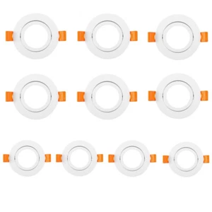 10 x Round White Ceiling Light Adjustable GU10 MR16 Bulb Holder Trim Ring Frame - Picture 1 of 6