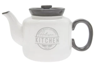 Ceramic Tea Pot in Gift Box 4 Cup Artisan Kitchen 300ml Teapot Grey White Gift - Picture 1 of 1