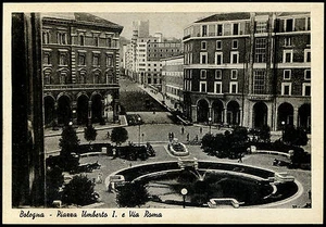 Cartolina Bologna Piazza Umberto I e Via Roma - anni '50 - nuova (m2409) - Foto 1 di 1