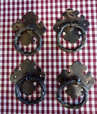 Винтажный железный выдвижной ящик или дверной молоток витой железный выдвижной ящик набор из 4 Мексика - Изображение 1 из 4