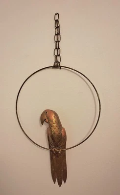 Escultura colgante Sergio Bustamante estilo latón y cobre 16" loro columpio de colección  Foto 1 de 4