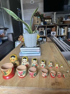 7 Stck. Vintage russische Blumen Matroschka verschachtelte Puppen handbemalt - Bild 1 von 24