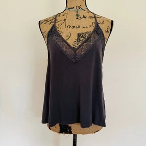 American Eagle Outfitter AEO 1977 SOFT & SEXY Boho Lace Gray Loose Tank Top Sz M - Picture 1 of 8