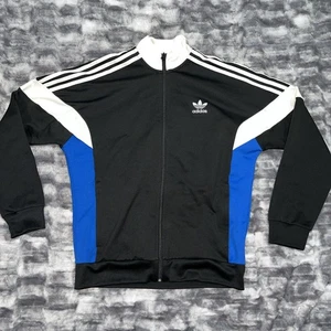 Retro Vintage Adidas Originals Youth L 13-14 Track Top Jacket, Black/Blue - Picture 1 of 7