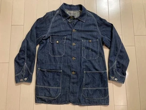 WAREHOUSE Denim Coverall Work Jacket Laurel Button Size 38 Japan Made JP - Picture 1 of 9