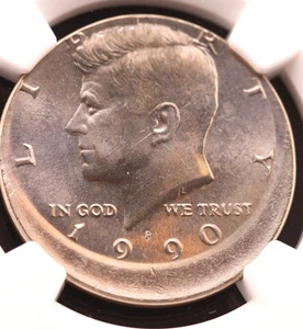1990-P 50C Kennedy Half Dollar PCGS MS 66 Struck 15% Off Center - Picture 1 of 5