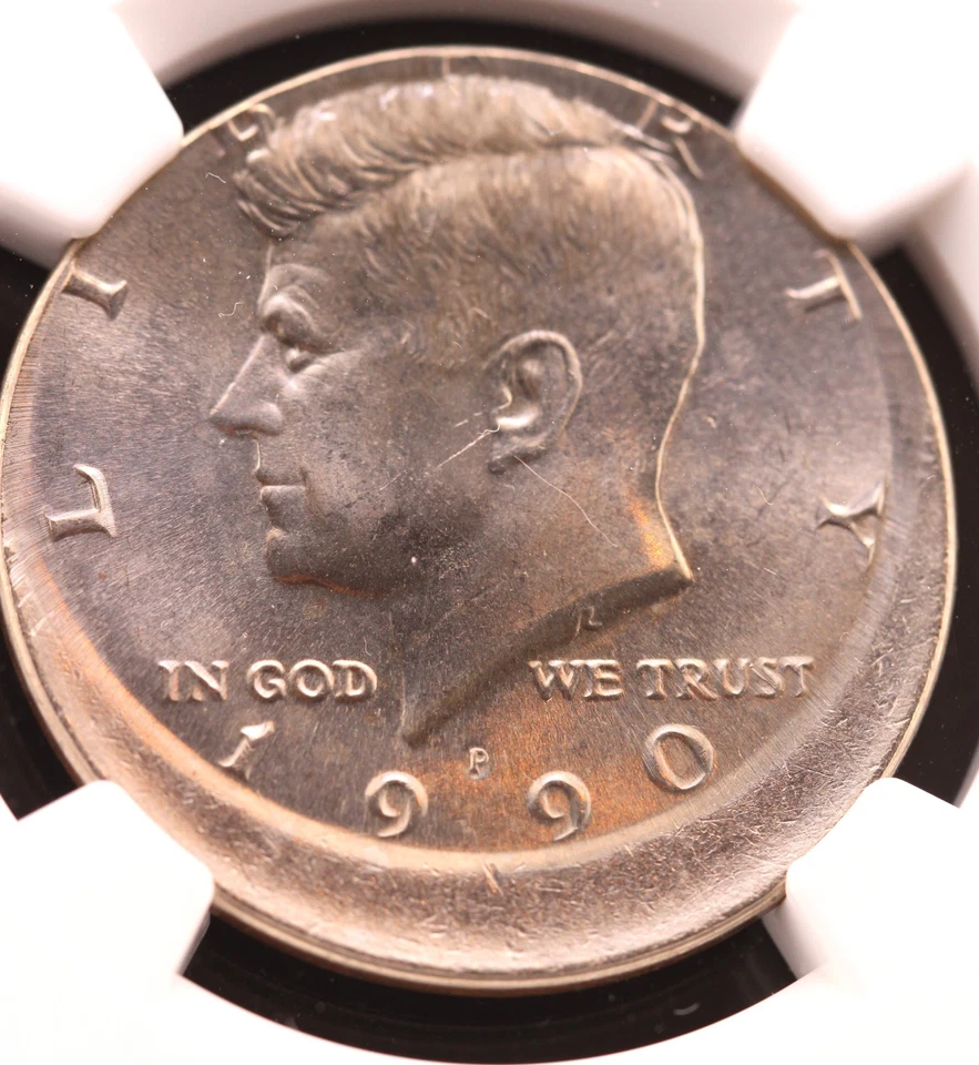1990-P 50C Kennedy Half Dollar PCGS MS 66 Struck 15% Off Center - Image 1 of 4