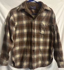 Vintage 70er-80er Pendleton Wolle Hemd Jacke Herren L braun kariert Steppfutter USA - Bild 1 von 13