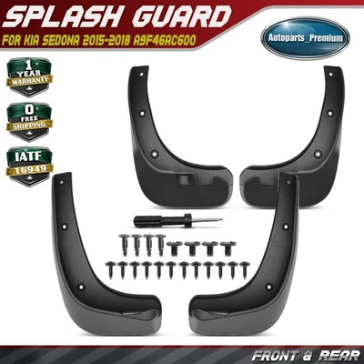 4Pcs Front & Rear Splash Guards Mud Flaps for Kia Sedona 2015-2018 A9F46AC600 - Image 1 of 4