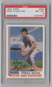 1982 TOPPS DAVE STAPLETON PSA 8 BOSTON RED SOX #589 POP 6 - Picture 1 of 2