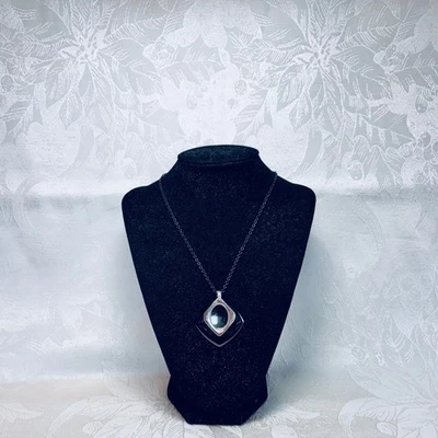 LIZ CLAIBORNE Collar Negro Plata 2 Pt Colgante Cadena Cable Oscuro Cuentas Ojo de Tigre Foto 1 de 4