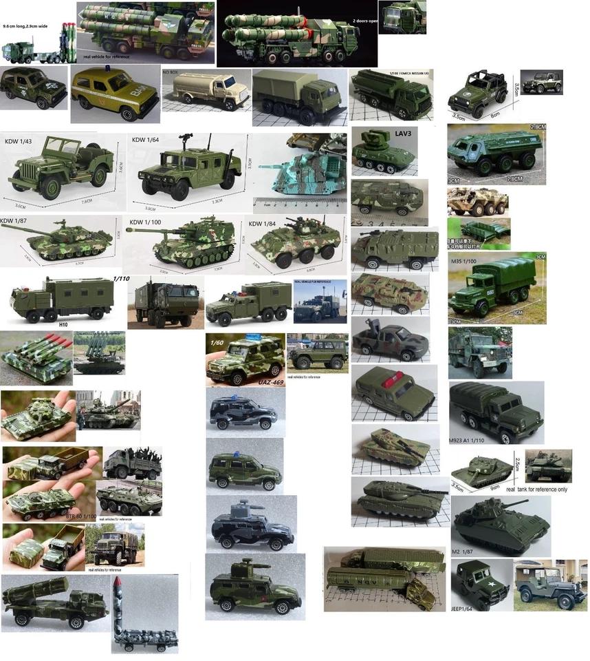 1/100 1/87 64 RUSSIA UAZ GAZ66 URAL 375 BTR-80 T-90 TANK VAB M35 army vehicles - Image 1 of 1