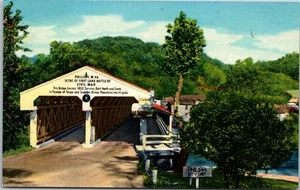 Philippi Bridge West Virginia epoca guerra civile fiume Tygart cartolina d'epoca A2 - Foto 1 di 2