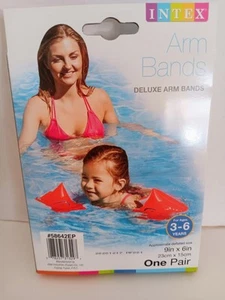 2 Pair NEW Intex Deluxe Arm Band Floaties Orange Ages 3-6 Years Pool Lake - Picture 1 of 3