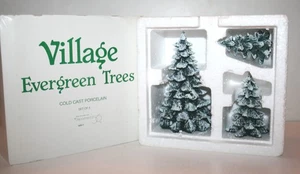 Juego de 3 árboles de hoja perenne de porcelana fundida en frío Dept 56 Village Sm Med Lg 52051 NUEVO - Imagen 1 de 4
