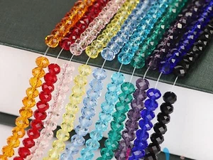 128 pezzi perline distanziali sfuse vetro cristallo rondelle sfaccettate 8x10 mm artigianato all'ingrosso - Foto 1 di 21