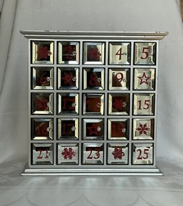 Wood Mirrored Doors 25 Day Christmas Advent Calendar Box Countdown - Picture 1 of 14