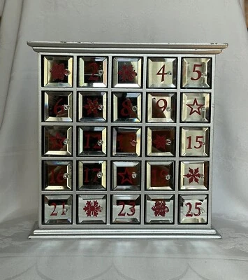 Wood Mirrored Doors 25 Day Christmas Advent Calendar Box Countdown - Image 1 of 4
