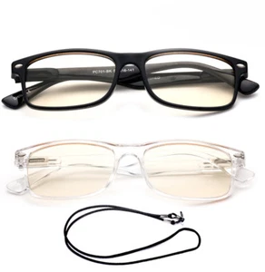 Computer Glasses Gaming Glasses Slim Compact Spring Hinged Amber Colored Tint - Imagen 1 de 8