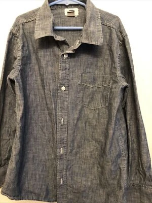 Old Navy Boys Sz 10-12 Blue Denim Solid Long Sleeve Shirt - Image 1 of 2