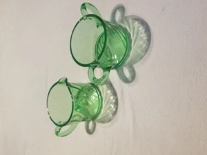 Vintage Uranium Glass Creamer And Sugar - Picture 1 of 5