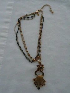 Chico's 9" 4 String Gold & Black Necklace With Pendant - Picture 1 of 3