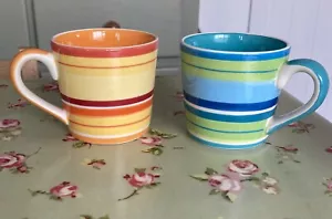 Whittard Of Chelsea ~ Raro par de tazas de café a rayas de escaleras anchas si son más pequeñas ~ Nuevo con etiquetas - Imagen 1 de 7
