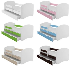 Jugendbett und Matratze mit einer Schublade Kinderbett  Weiß ACMA - Bild 1 von 46