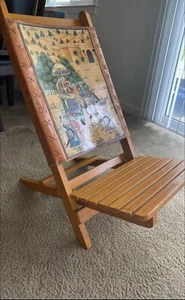 BUNDLE 2 Vintage INDIA Hand-craft/Painted Decorative Beautiful Art Wooden Chairs - Picture 1 of 6