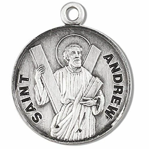 Sterling Silver Patron Saint St Andrew 7/8Inch Catholic Religious Medal Pendant - Image 1 of 1