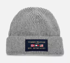 Neu Tommy Hilfiger Outdoors Patch Beanie Mütze Strickmütze Grey Grau One Size - Bild 1 von 8