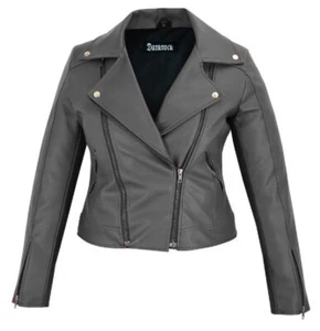 Nueva Chaqueta de Cuero Sintético Negra Calce Ajustado Estilo Motociclista - Imagen 1 de 3