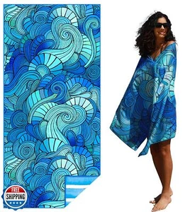 Microfiber Thin Lightweight Beach Towel Sand Free Quick Dry Absorbent Compact - Picture 1 of 5