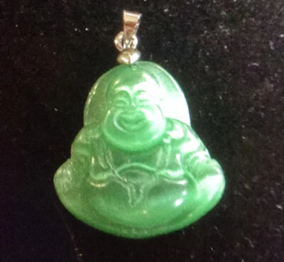 Nuevo Colgante Buda Feliz Jadeíta Vidrio Jade Dije Pieza de Arte Diseñador Boutique Foto 1 de 4