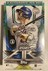Topps Fire Baseball 2021 ️ caja de pasatiempos sellada de fábrica 2 autos tarjeta lista para enviar - Imagen 1 de 4
