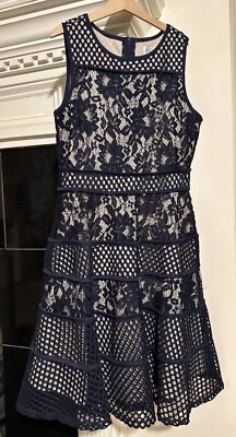 Blush By Us Angels Girls Navy Blue/Nude Lace Dress, Size 14y - Image 1 of 4