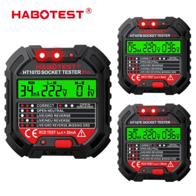 HABOTEST HT107B Outlet Tester w/ GFCI Test 110V Electric Wall Plug Socket US