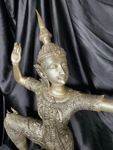40" Old Thai Bronze Dancing Prince Rama Figure Statue Large Completely Metal - Picture 1 of 23