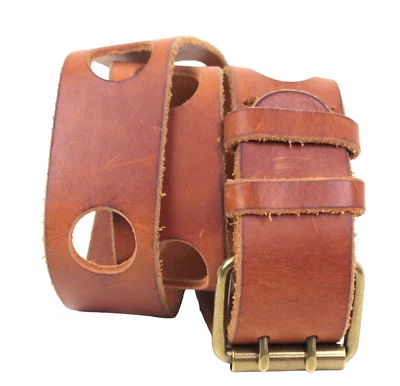 J.CREW TAN BROWN GENUINE LEATHER 1 3/4"Wd CUT OUT WOMEN'S BELT Sz S (M19 - Image 1 of 4