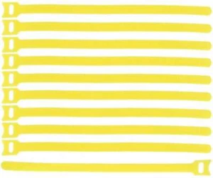 10x Kabelklettband 30 cm x 28 mm gelb Klettband Klett Kabel Binder Band Strap VT - Picture 1 of 6