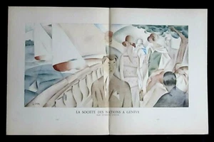Hubert Giron LA SOCIETE DES NATIONS A GENEVE Schablone Originalausgabe 1923 - Bild 1 von 5