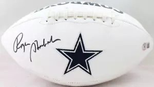 Roger Staubach handsigniertes Dallas Cowboys Logo Fußball-Beckett mit Hologramm *schwarz - Bild 1 von 3