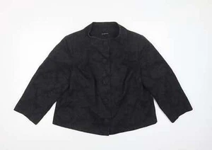 Evans Womens Black Floral Jacket Blazer Size 18 Button - Picture 1 of 12