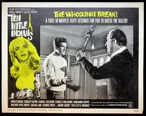 Tarjeta de vestíbulo original de 1966 Ten Little Indians #4 casi nueva póster de la película de misterio Whodunit - Imagen 1 de 2